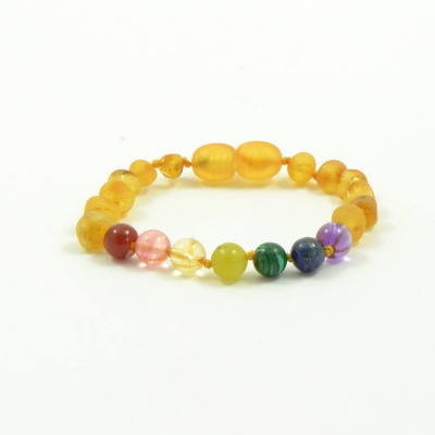 Adult 'Pot of Gold' Amber And Semi-Precious Stones Clasp Bracelet